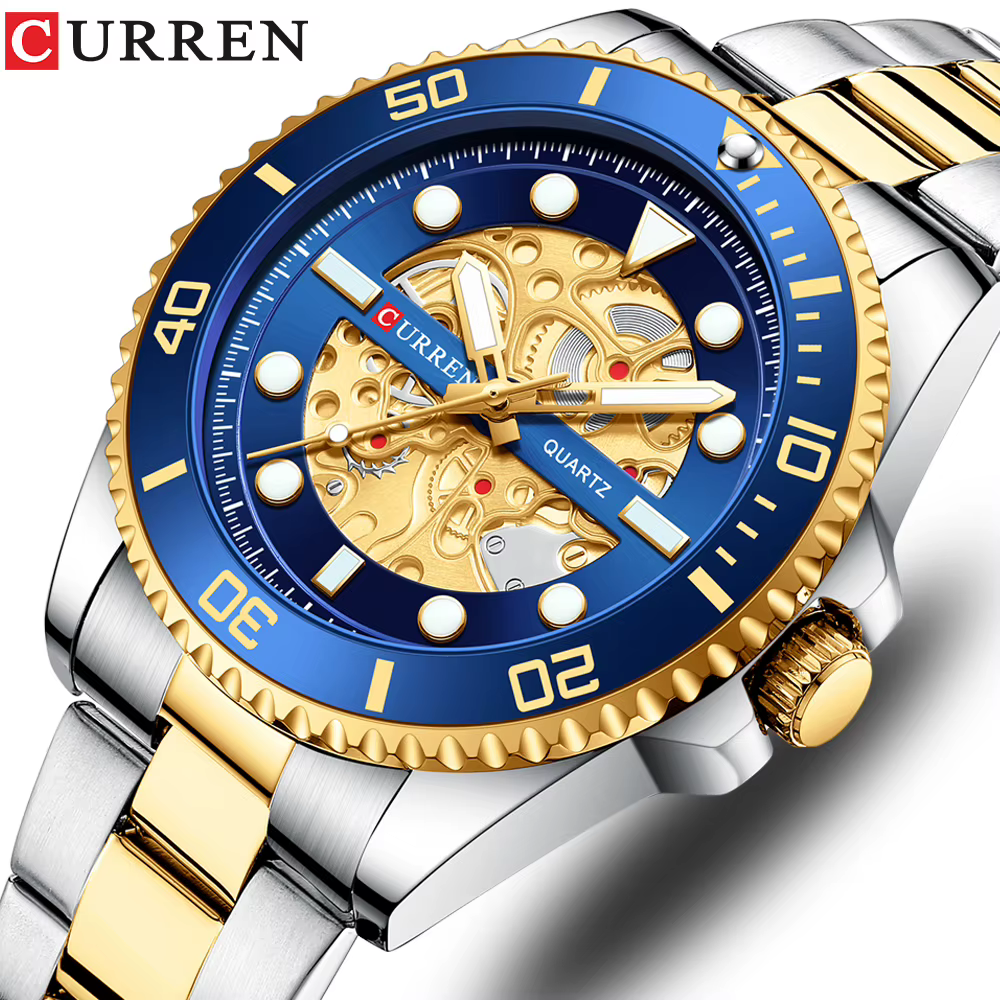 CURREN montres imité conception mécanique horloge à Quartz hommes bracelet en acier inoxydable