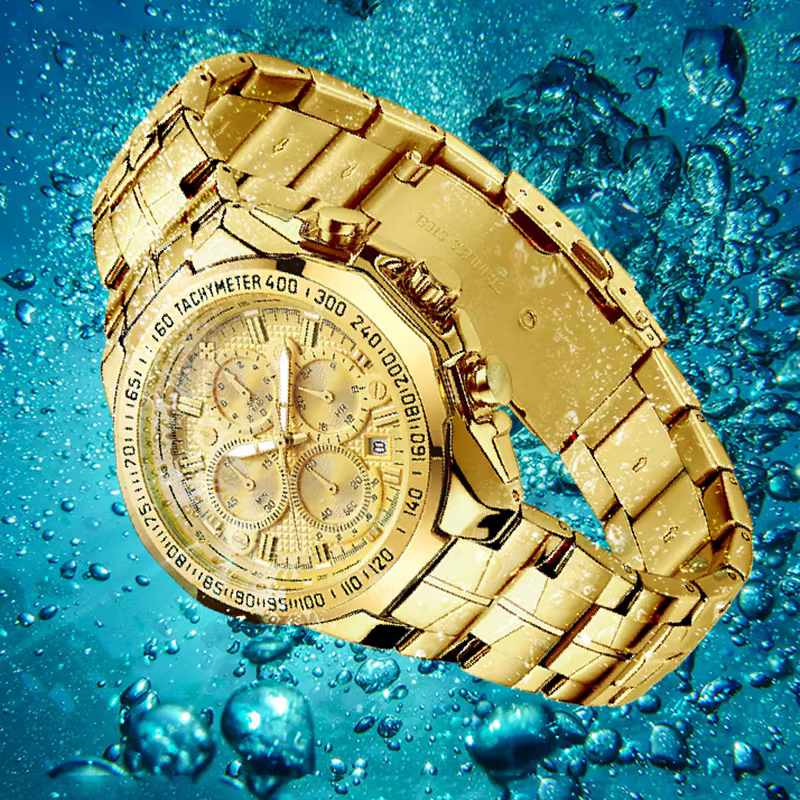 WWOOR montres pour hommes de luxe militaire Quartz acier inoxydable vieille montre étanche chronographe