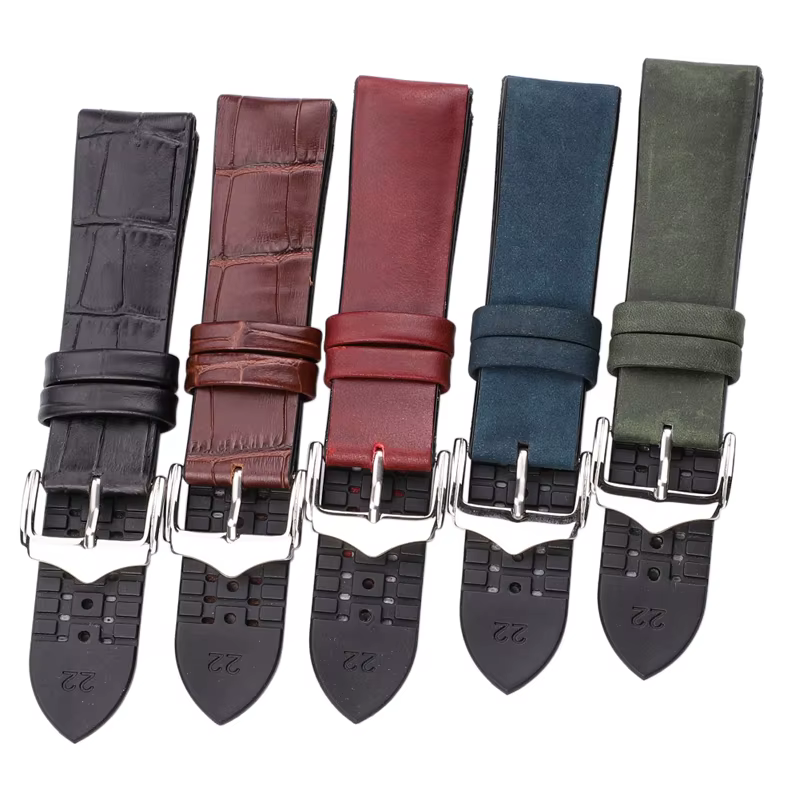 Bracelet de montre en cuir véritable avec caoutchouc
