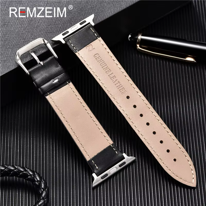 Bracelet de montre en cuir véritable de veau 38mm 40mm 41mm pour iwatch 8 7 6 5 4 3 SE remplacer