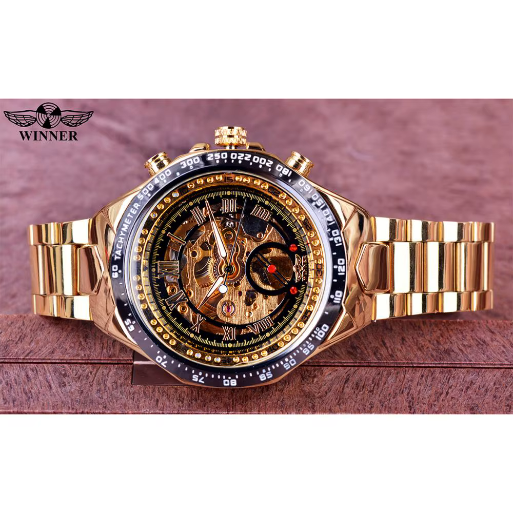 Gagnant mécanique Sport Design lunette Montre de mode hommes montres haut de gamme de luxe