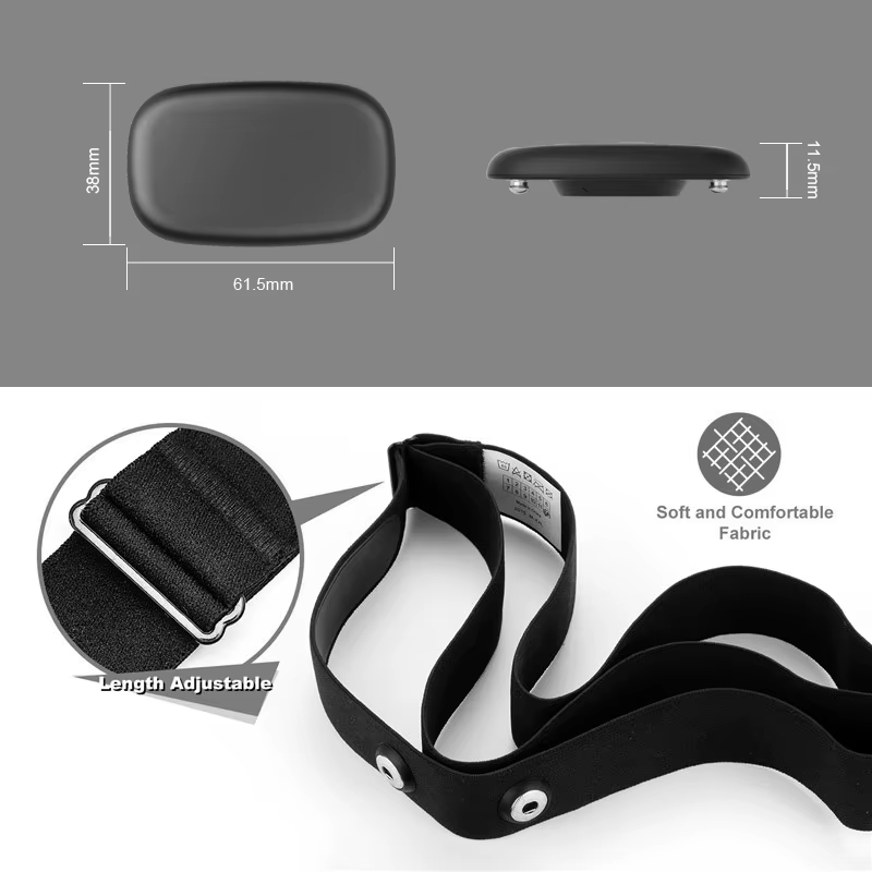 FITCENT 5.3Khz moniteur de fréquence cardiaque sangle pectorale Bluetooth ANT + capteur HR pour Peloton Garmin montre Polar Wahoo Fitness DDP Yoga