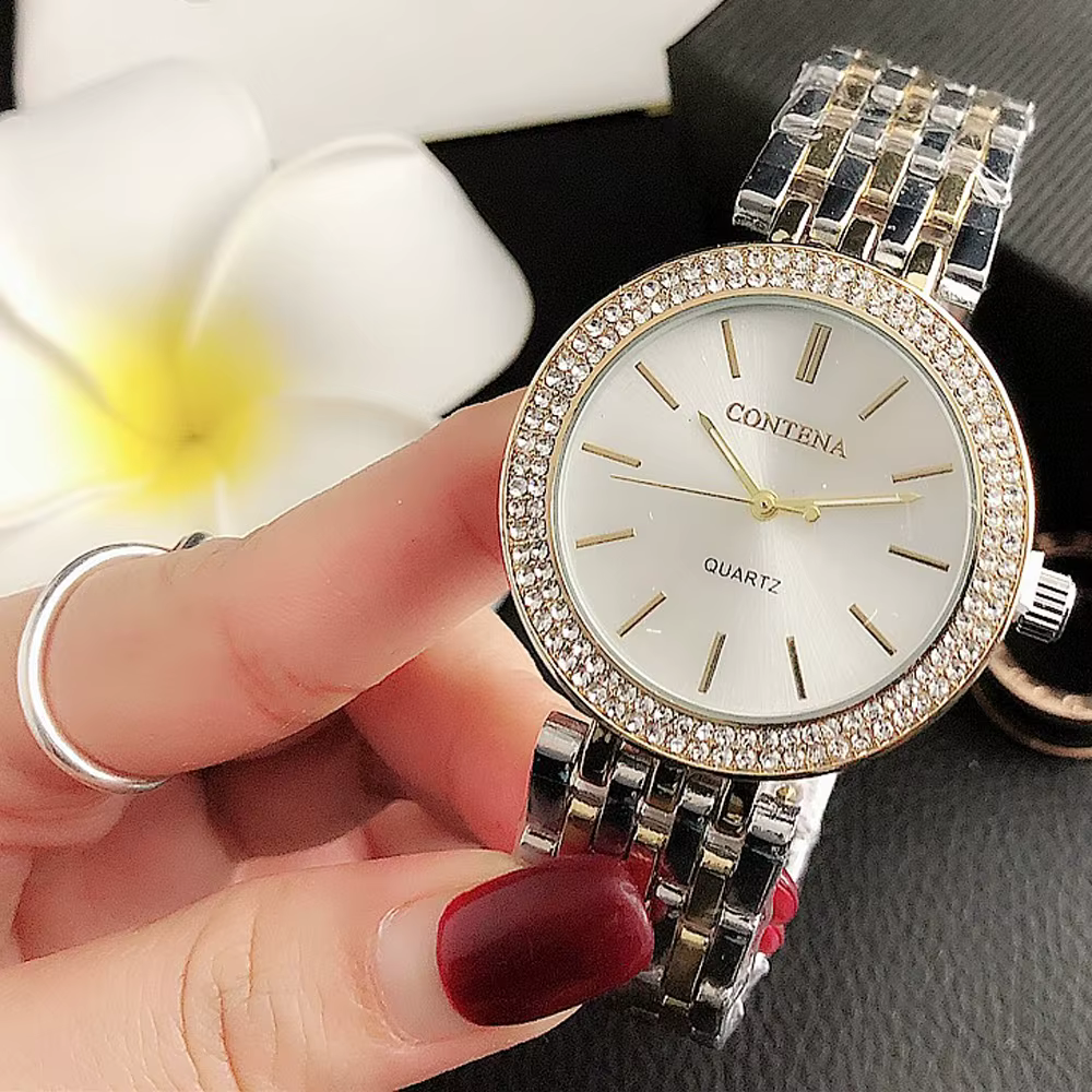 Reloj Mujer nouvelle montre en or pour femmes mode décontracté rond strass Quartz luxe dames montres Relogio Feminino