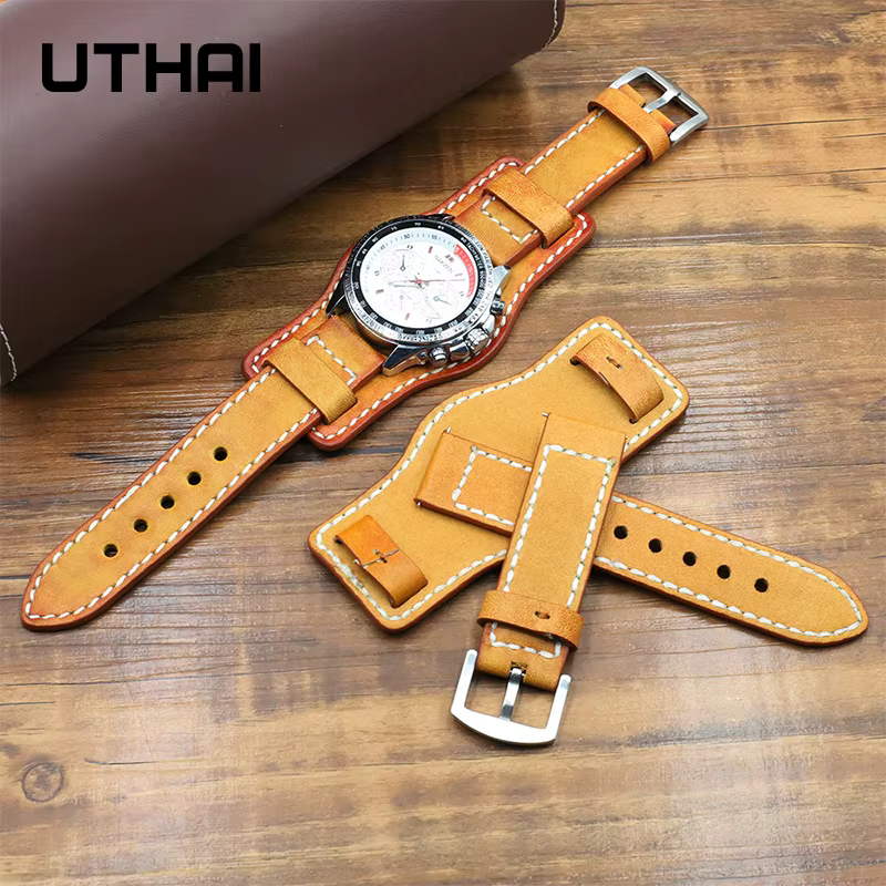 UTHAI G05 – montre connectée en cuir de vache pour hommes
