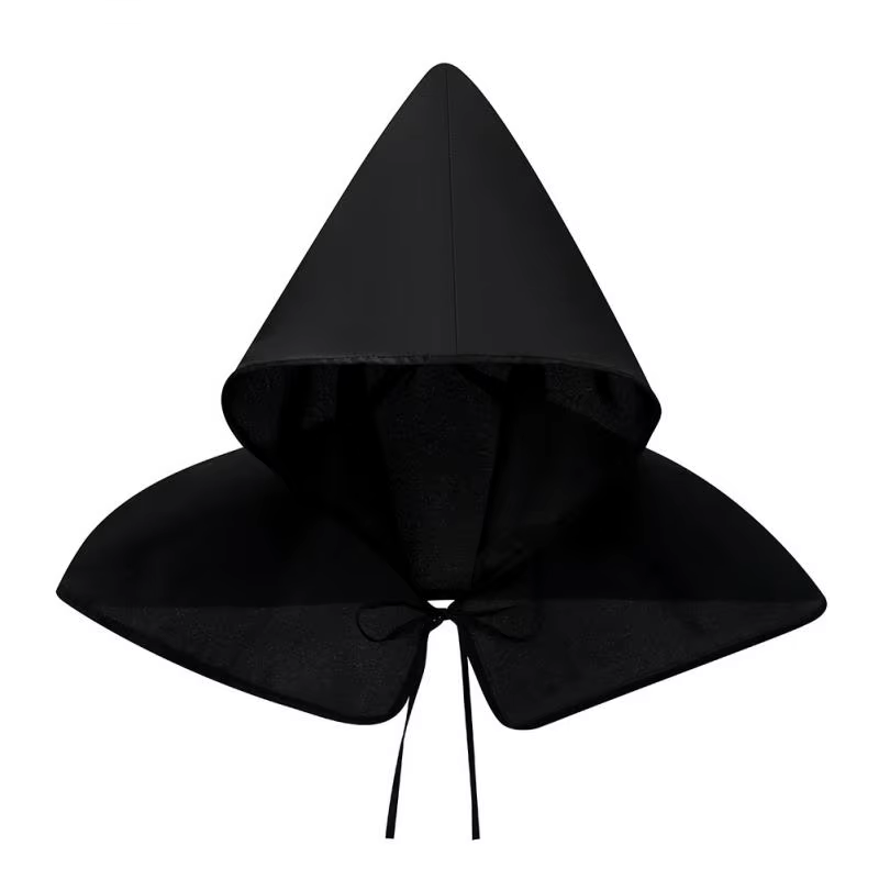 Cape courte pour Cosplay Halloween, accessoire Cosplay, déguisement de sorcière, unisexe, chapeau de la pandémie, oiseau médiéval, coiffure de Cosplay, châle noir à lacets