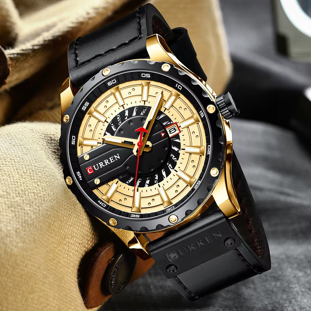 CURREN montres Top marque mode montre-bracelet en cuir montre pour hommes à Quartz décontractée avec boîte nouvelle horloge Chic aiguilles lumineuses
