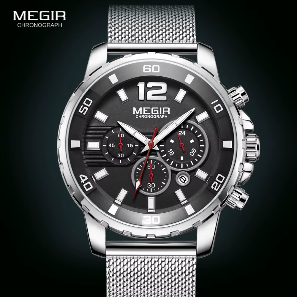 MEGIR chronographe montres à Quartz pour hommes 2020 luxe haut marque militaire Sport étanche montre-bracelet