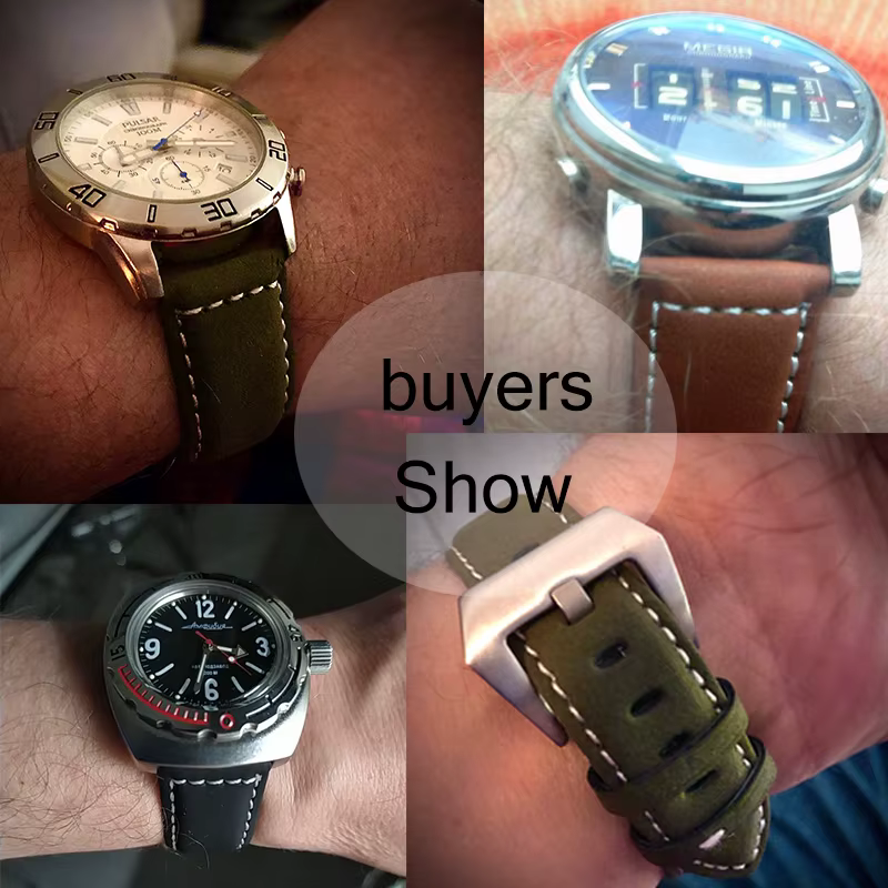Bracelet de montre en cuir véritable pour hommes et femmes