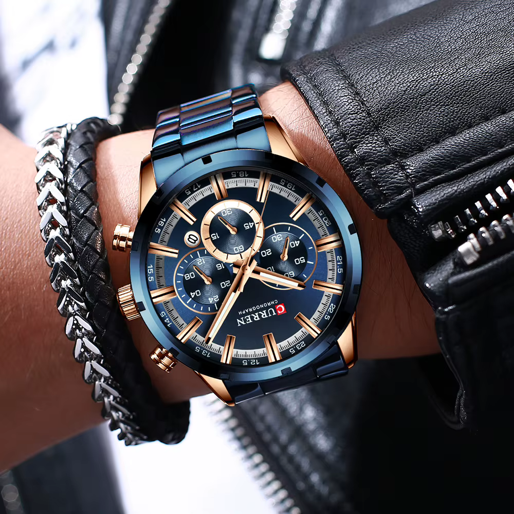 Istro REN-Montre à quartz chronographe en acier inoxydable pour homme, montres de sport de luxe, marque supérieure, nouvelle mode