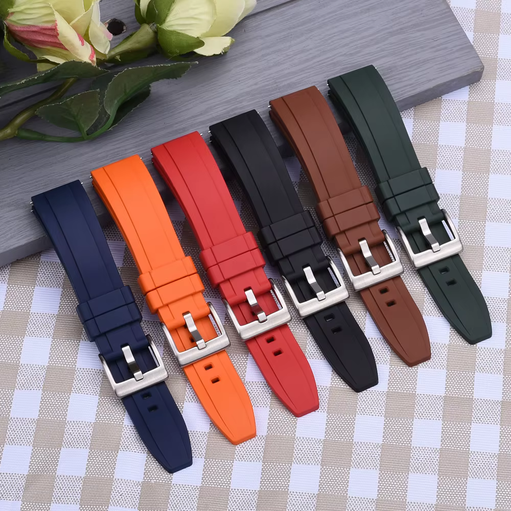 Bracelet de montre en caoutchouc FKM vulcanisé de qualité supérieure 18mm 19mm 20mm 21mm 22mm 23mm 24mm bracelets