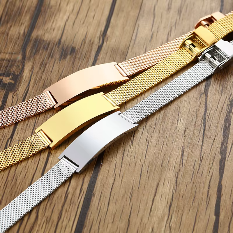 Bracelet Personnalisé en Maille Or Rose pour Homme et Femme