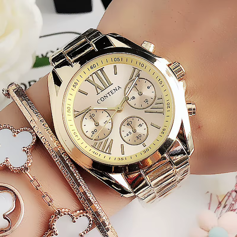 Genève-Montre de luxe en acier inoxydable pour femme