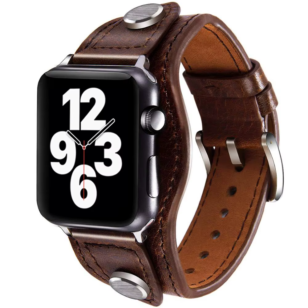 Bracelet manchette en cuir pour Apple Watch Band