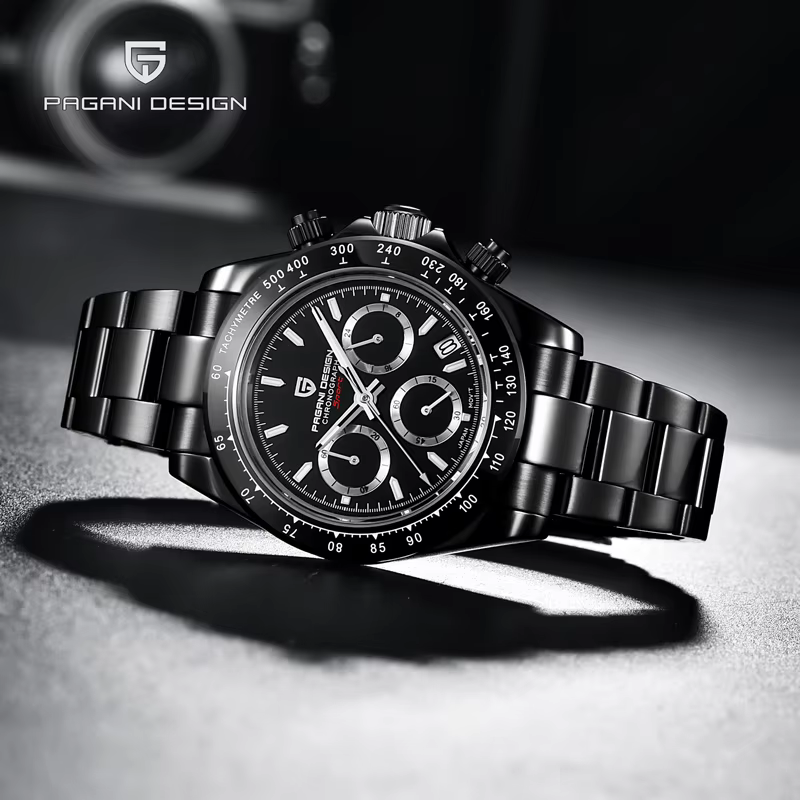 PAGANI DESIGN – montre à Quartz noire pour hommes