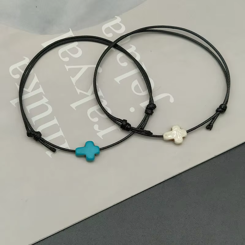 2 pièces Bracelet de bénédiction fait à la main, cordon noir et rouge, corde de cire, Bracelets de Couple, cadeau pour femmes et hommes, vente en gros, livraison directe
