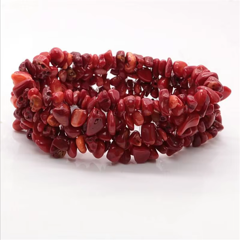 Bracelet en pierre naturelle rouge pour femmes, bijoux faits à la main, mode bohème, vintage, multicouche, gravier perlé, cadeau, vente chaude