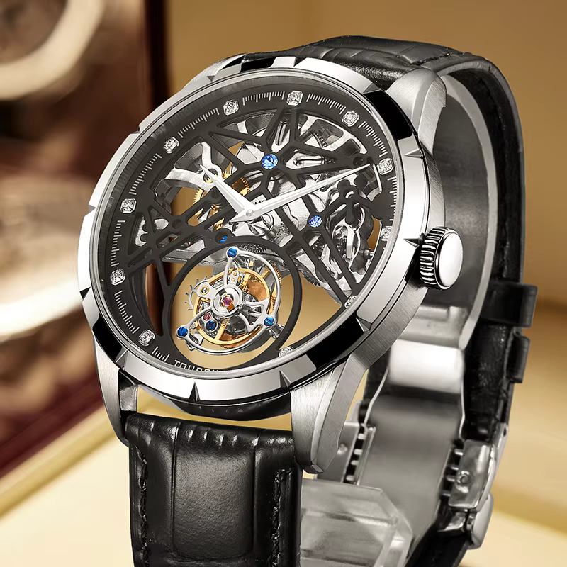 JINLERY mode véritable Tourbillon montre homme luxe squelette montres pour hommes montre-bracelet mâle horloge nouveaux cadeaux Relogio Masculino2025