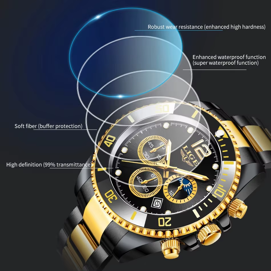Montre à quartz étanche en acier inoxydable pour homme