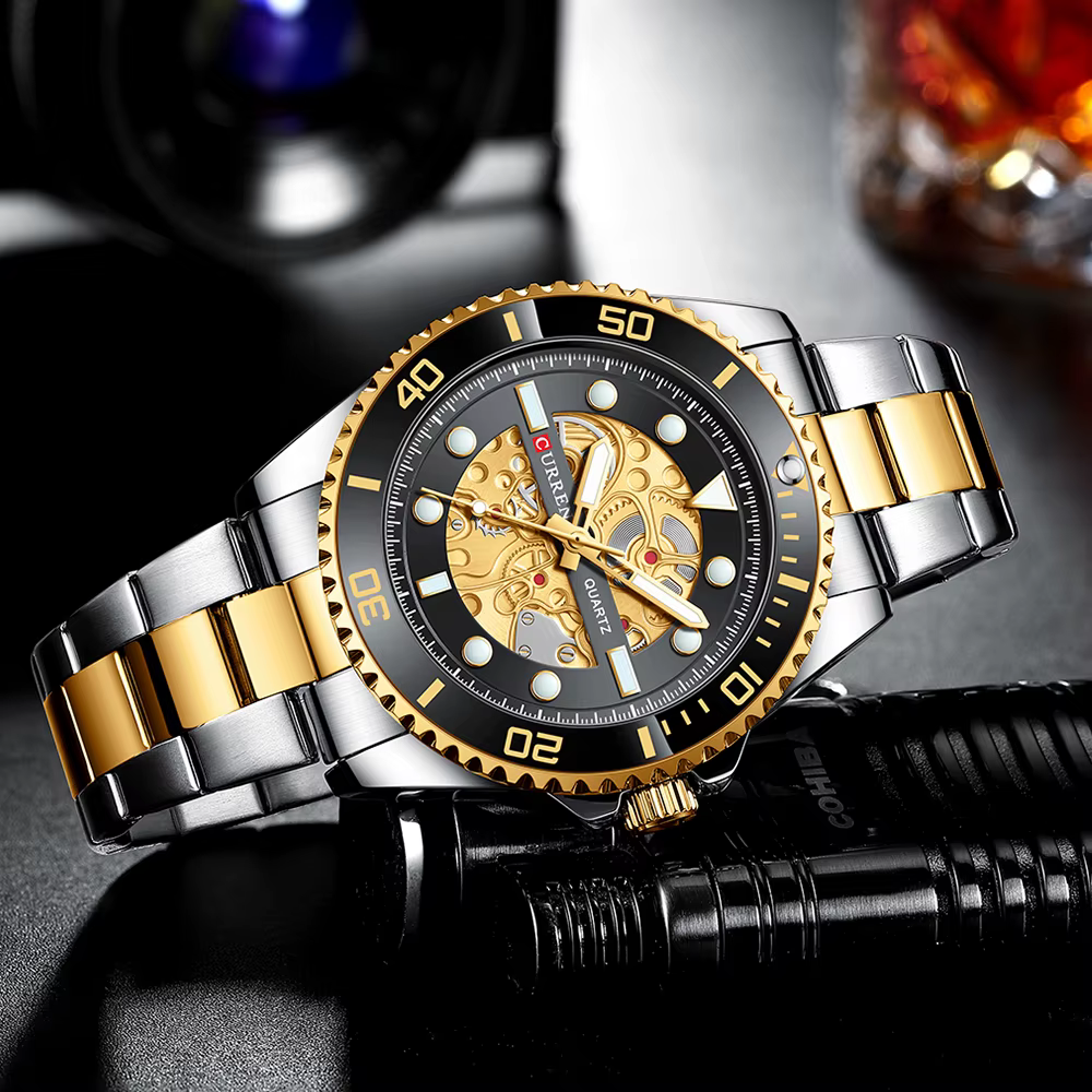 CURREN montres imité conception mécanique horloge à Quartz hommes bracelet en acier inoxydable