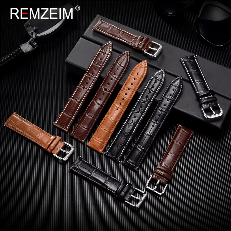 Bracelet de montre en cuir de veau pour hommes et femmes