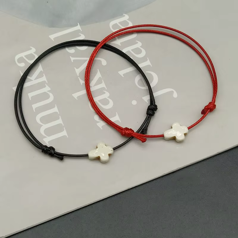2 pièces Bracelet de bénédiction fait à la main, cordon noir et rouge, corde de cire, Bracelets de Couple, cadeau pour femmes et hommes, vente en gros, livraison directe