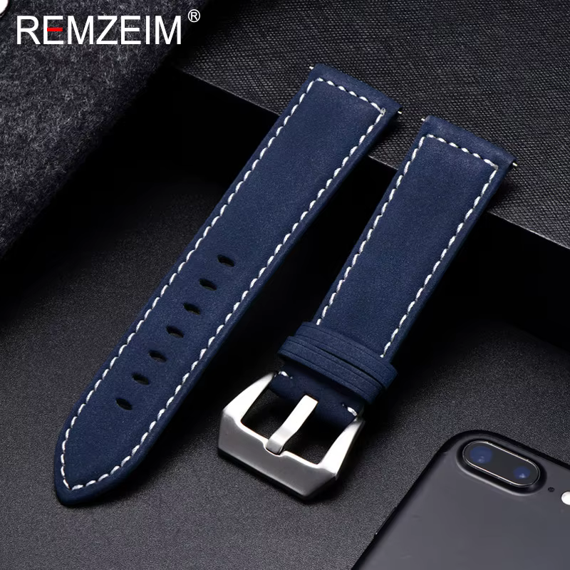 Bracelet de montre en cuir véritable pour hommes et femmes