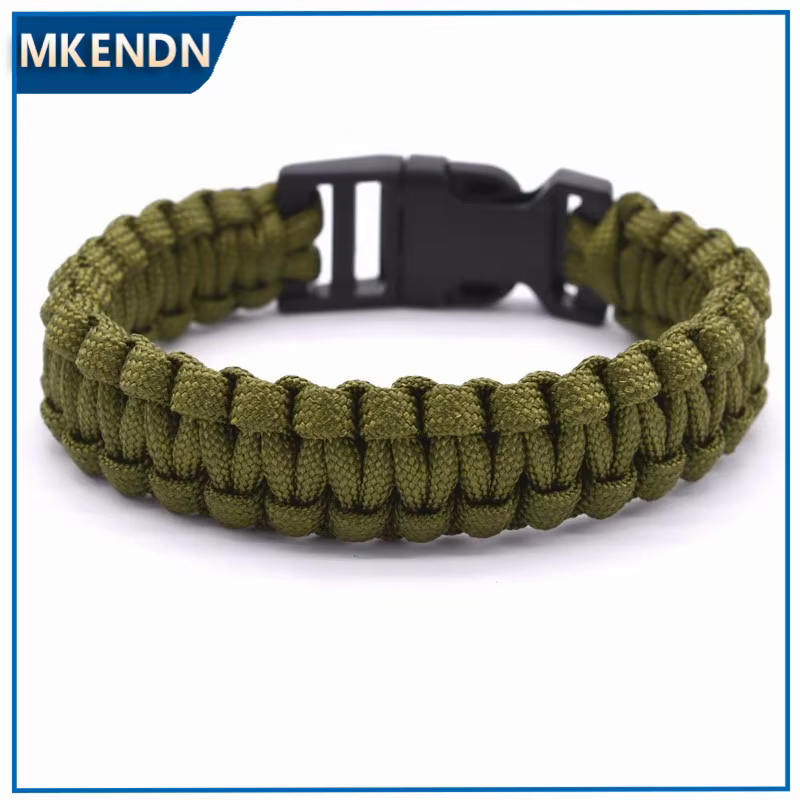 Bracelet de survie en paracorde tressé vert armée