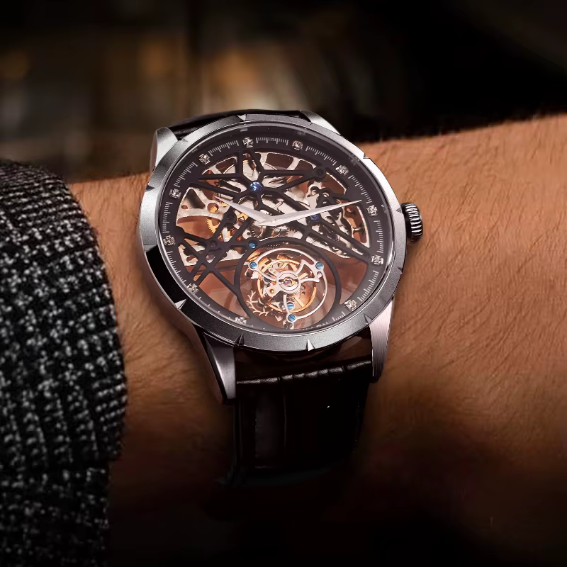JINLERY mode véritable Tourbillon montre homme luxe squelette montres pour hommes montre-bracelet mâle horloge nouveaux cadeaux Relogio Masculino2025