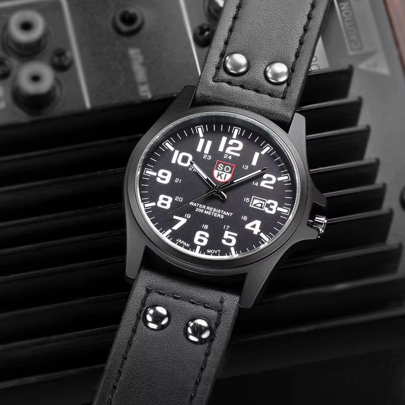Offres spéciales montres pour hommes en cuir mat Quartz homme montre-bracelet Date calendrier montre décontractée