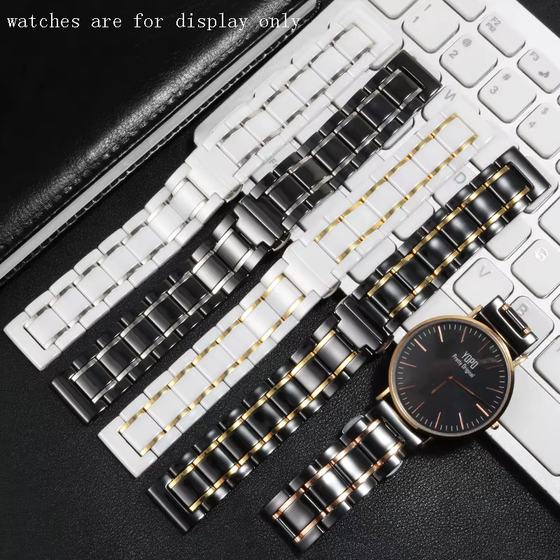 Bracelet de montre de luxe en céramique et acier fin