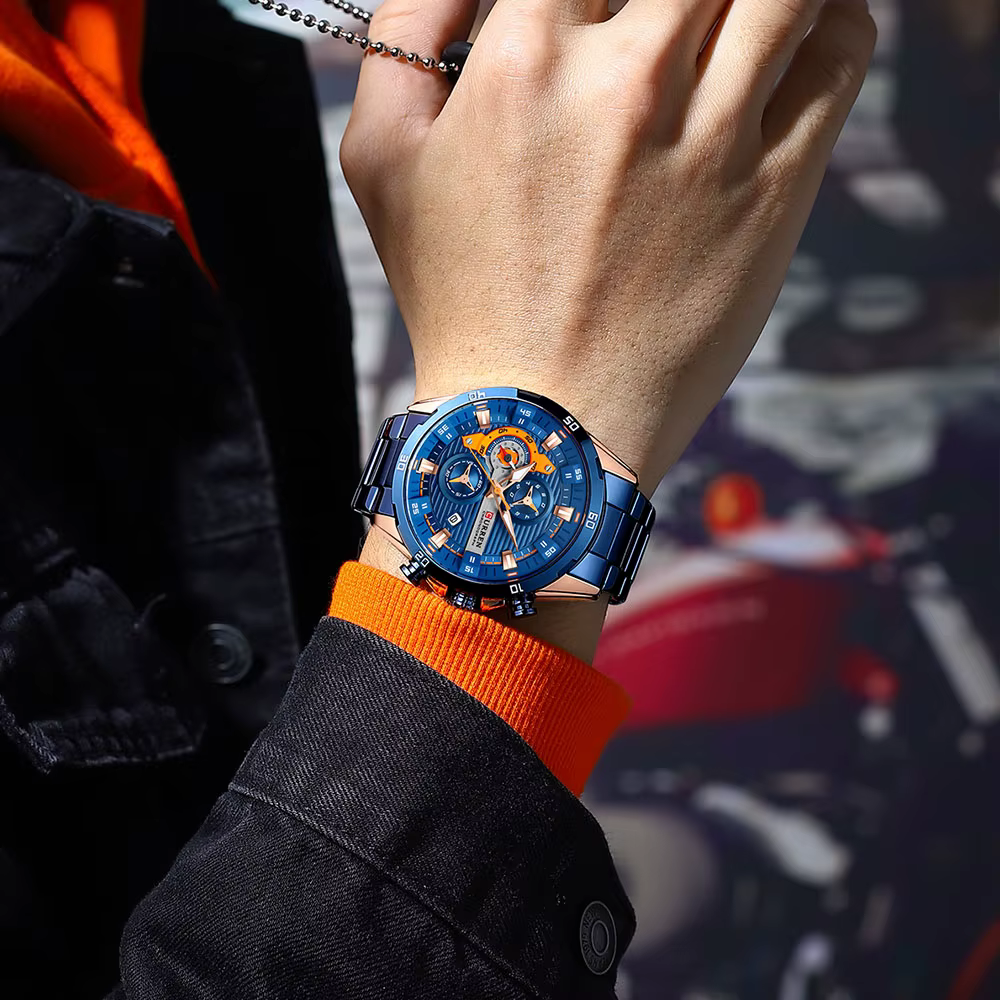 CURREN nouveau chronographe hommes montres pour Sport décontracté en acier inoxydable