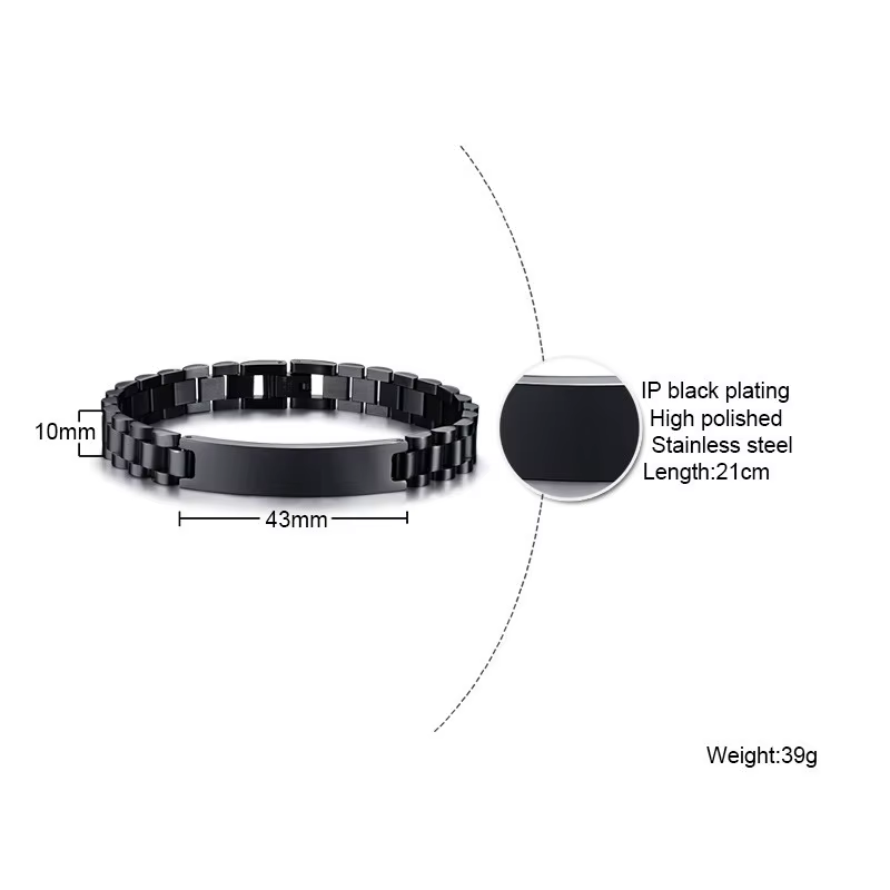 Vnox minimaliste étiquette d'identification Bracelets pour hommes haute poli en acier inoxydable chaîne vierge bracelet mâle Gentleman cadeau d'affaires