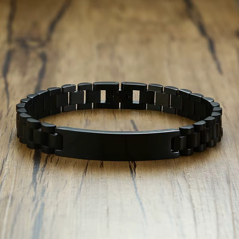 Vnox minimaliste étiquette d'identification Bracelets pour hommes haute poli en acier inoxydable chaîne vierge bracelet mâle Gentleman cadeau d'affaires