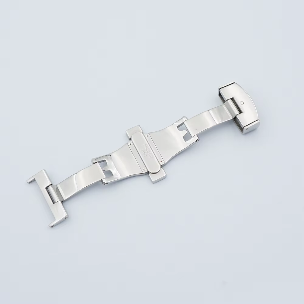 Bracelet de montre avec déploiement de papillon argenté