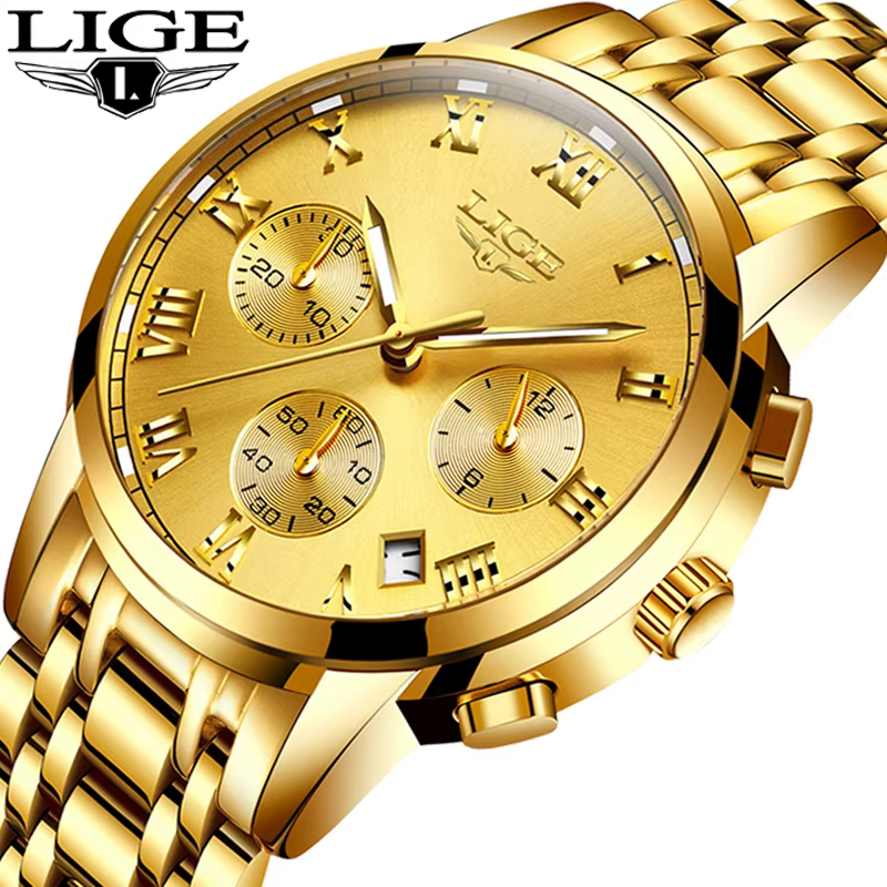 LIGE – montre de luxe en acier inoxydable pour homme
