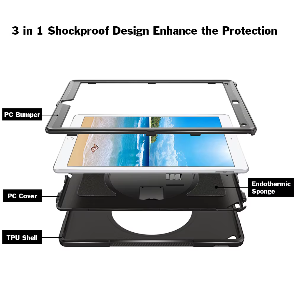 Étui avec dragonne pour tablette Apple iPad Pro, 12.9 pouces, 2017, 2015, 2018, 2020, 2021, protection antichoc