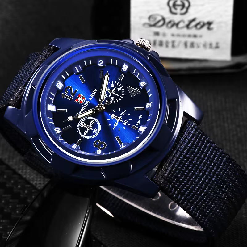 Montre de sport à quartz en nylon Gemius pour hommes