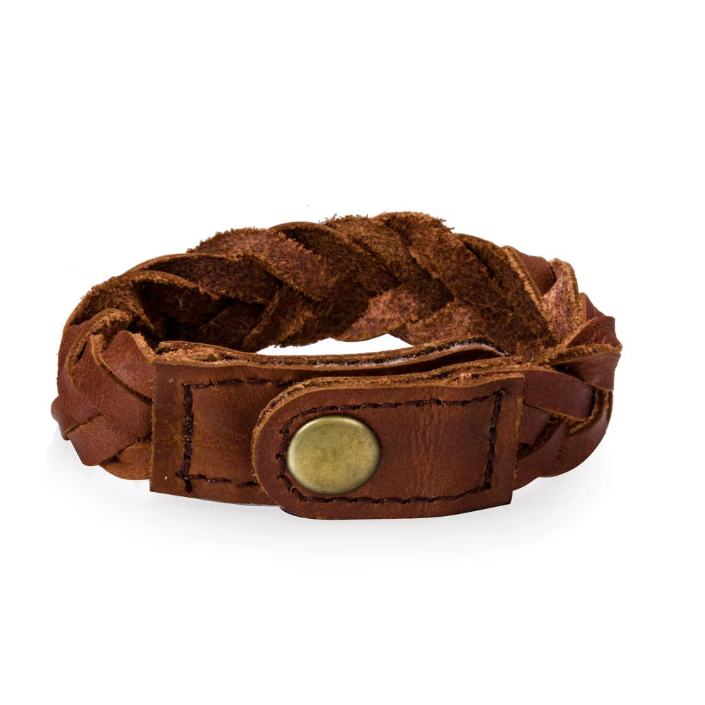 Bracelet Vintage en cuir véritable tressé pour hommes et femmes