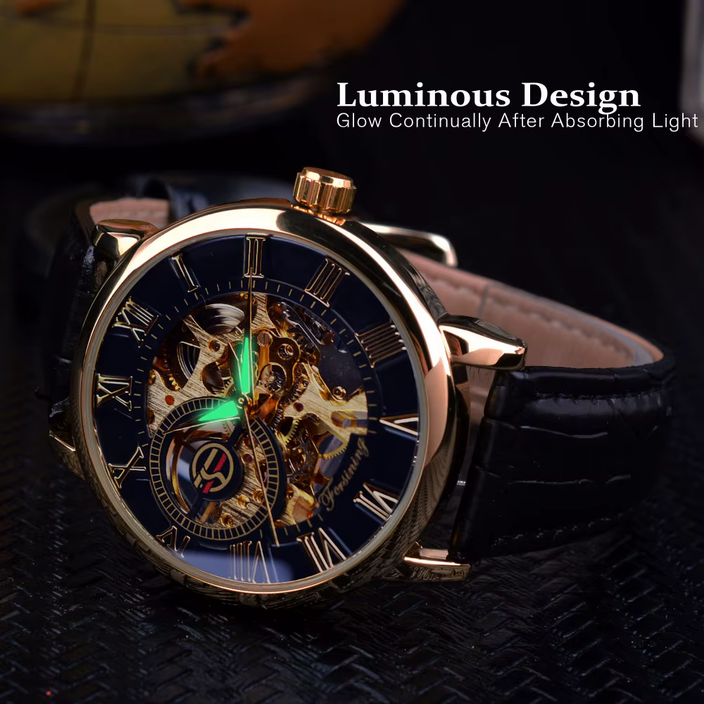 Forsining-Montre mécanique avec logo 3D pour homme