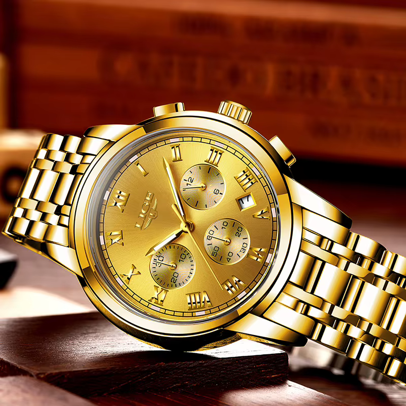 LIGE – montre de luxe en acier inoxydable pour homme