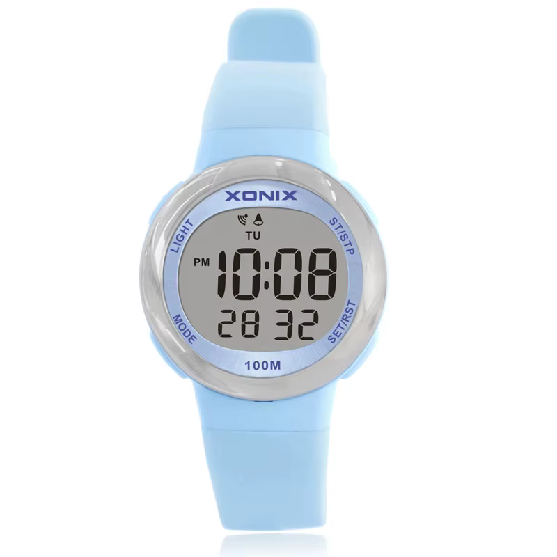 XONIX étanche 100m natation plongée femme étudiant montre garçons filles LED numérique sport caoutchouc enfants alarme chronomètre FE