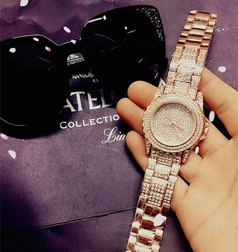 Feminino Relogio femmes montres cristal plein acier dames montre-bracelet Quartz femme reloj hombre montre
