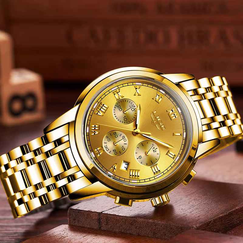 LIGE – montre de luxe en acier inoxydable pour homme