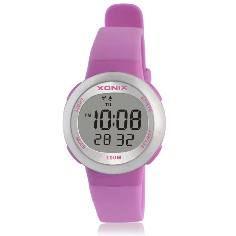 XONIX étanche 100m natation plongée femme étudiant montre garçons filles LED numérique sport caoutchouc enfants alarme chronomètre FE