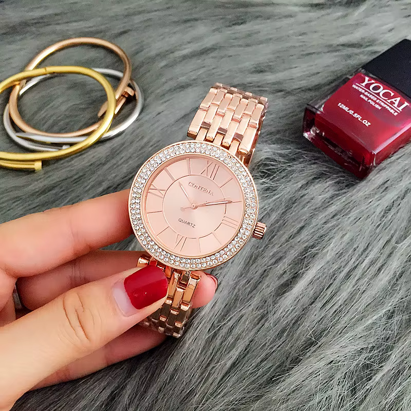 Montre de luxe en acier inoxydable pour femme