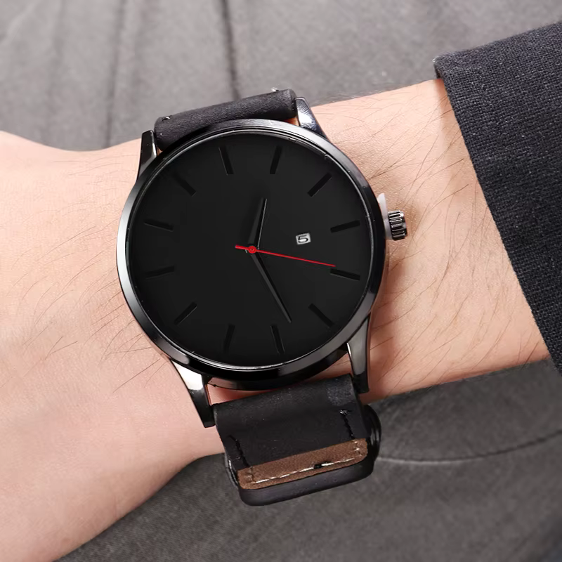 Erkek kol saati – montre de Sport en cuir pour hommes, calendrier, mode
