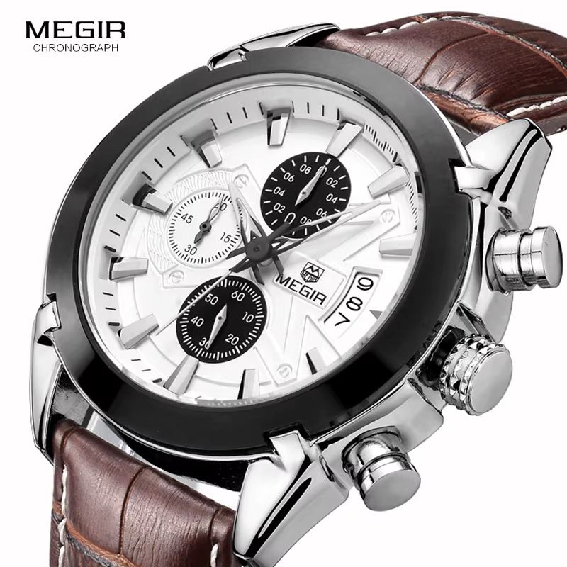 Megir – montre en cuir pour hommes