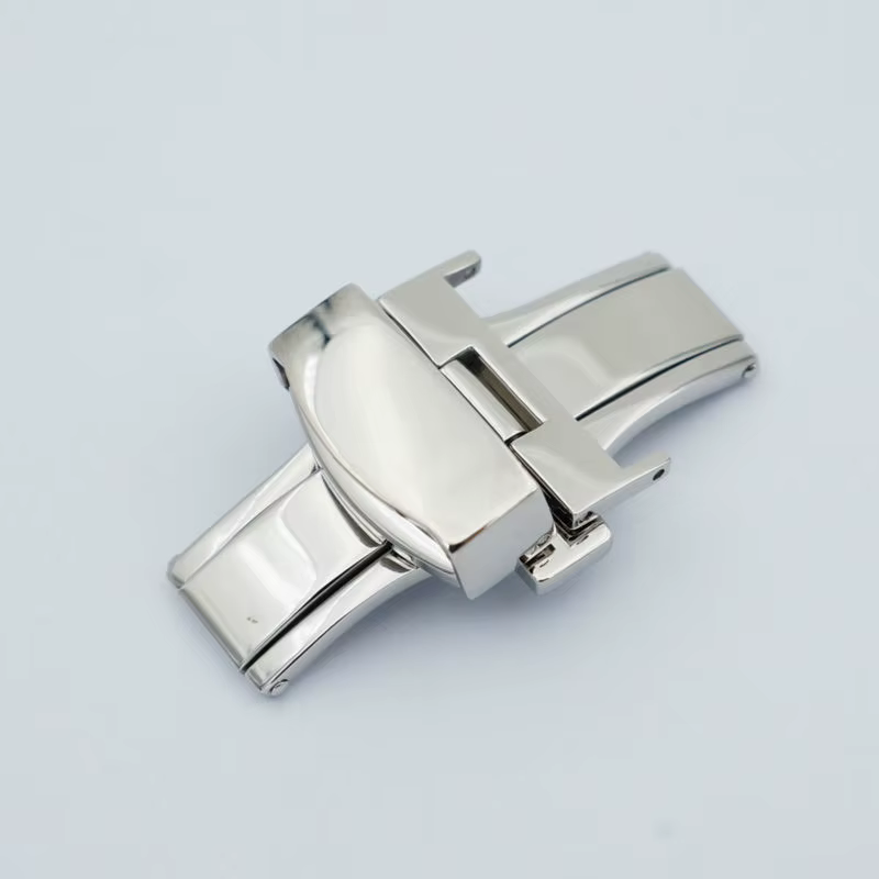 Bracelet de montre avec déploiement de papillon argenté
