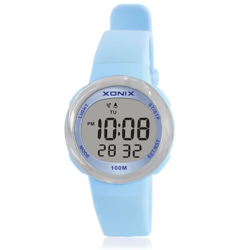 XONIX étanche 100m natation plongée femme étudiant montre garçons filles LED numérique sport caoutchouc enfants alarme chronomètre FE