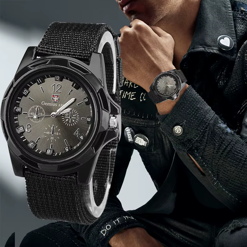 Montre de sport à quartz en nylon Gemius pour hommes
